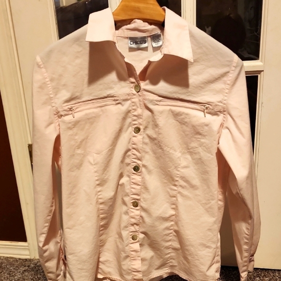 Chico's Pink Lightweight Cotton Blend Blouse - Picture 1 of 3